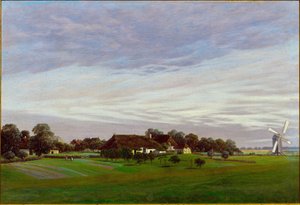 ""平らな国 ""ドイツ、グレイフスヴァルト周辺 作： Caspar David Friedrich