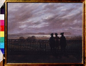 「ロシアの詩人ヴァシリ・ジュコフスキー (ジュコフスキー) (1783-1852)、イヴァン・トゥルゲニエフ (トルゲネフ) (1818-1883)、アレクサンドル・イヴァン・トゥルゲニエフ (詩人 V. ) Peinture de Cas 作： Caspar David Friedrich