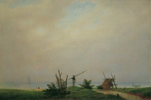 漁師がいる海のビーチ 作： Caspar David Friedrich