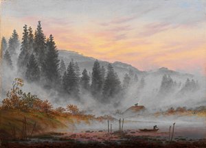 ""Moments de la journee : le matin"" (一日の時間: 朝) Peinture de Caspar David Friedrich (1774-1840) 1821-1822 - キャンバスに油彩 Dim 22x30 cm Niedersaechsisches Landesmuseum、ハノーバー 作： Caspar David Friedrich