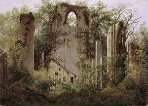 グライフスヴァルト近くのエルデナ修道院跡、1825年頃。 作： Caspar David Friedrich