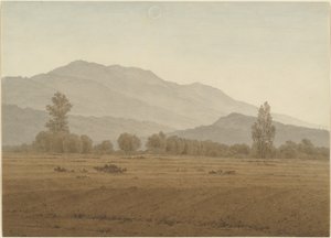 リーゼンベルゲ山脈の上の新月 作： Caspar David Friedrich