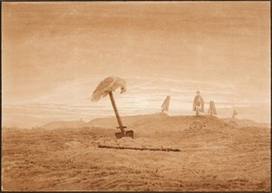 "Paysage de tombes" (Landscape with Graves) Dessin de Caspar David Friedrich (1774-1840) vers 1836 Dim 23.8x28.6 cm Albertina, Vienne