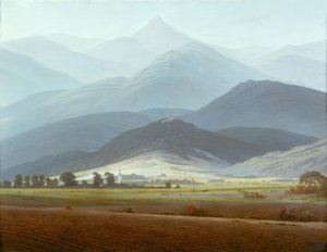 巨大な山の風景 作： Caspar David Friedrich