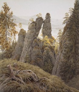 1826 年から 1828 年にかけての Neurathen のロック ゲート。 作： Caspar David Friedrich