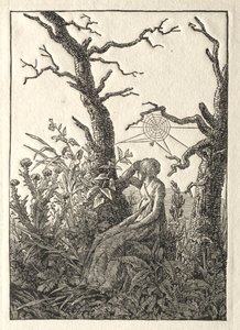裸の木の間の蜘蛛の巣を持つ女、1803年。