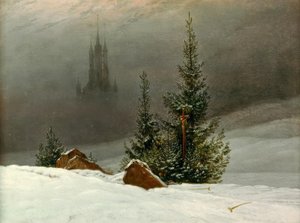 教会のある冬景色 作： Caspar David Friedrich