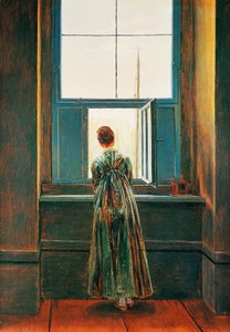 カスパー・ダーヴィト・フリードリッヒ（1774-1840）による窓際の女性 作： Caspar David Friedrich