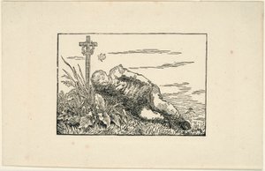 墓に横たわる若者 作： Caspar David Friedrich