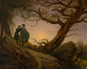 月を見つめる二人の男 作： Caspar David Friedrich