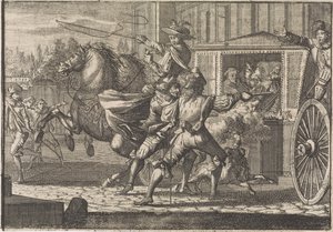ローマの通りで、セドフェイタの前のニコラウ・モンテイロへの攻撃 作： Caspar Luyken (attributed to)