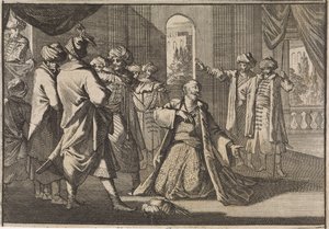エミール・ファカルディンはスルタンのムラト 4 世に命乞いをする、1633 年 作： Caspar Luyken (attributed to)