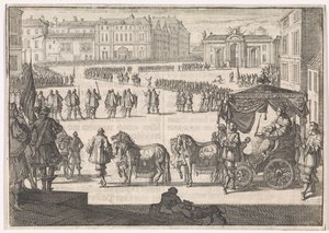 ストックホルムでのスウェーデンの女王、クリスティーナの即位、1650 作： Caspar Luyken (attributed to)
