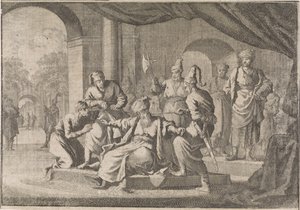 スルタン ムラト 4 世の甥であるムスタファは、1639 年に彼の命令で首を絞められる。 作： Caspar Luyken (attributed to)