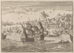 フランス艦隊によって砲撃されたジェノヴァ、1684年 作： Caspar Luyken