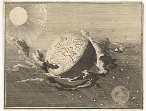 地球、太陽、月、星のある宇宙