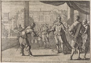 皇帝フェルディナンド 3 世は、1640 年に息子のレオポルドの誕生を祝っています。 作： Caspar Luyken