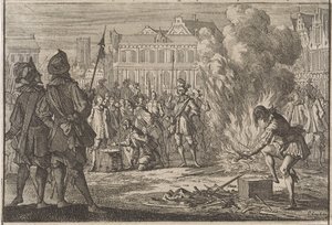 プラハのマーケット広場にある軍事法廷、1642 年 作： Caspar Luyken