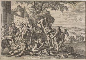 スペインの兵士がカートに積み込まれ、1641 年に連れ去られる 作： Caspar Luyken