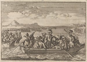 サヴォイアから追い出されたヴァルデン人は、1689 年にジュネーブ湖を渡ってはしけで祖国に戻る