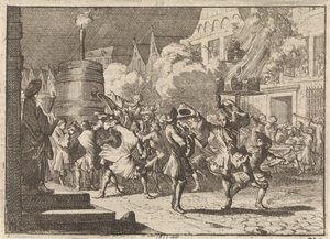 ボインの戦いでのウィリアム3世の死の虚偽の報告でパリで歓喜、1690年 作： Caspar Luyken