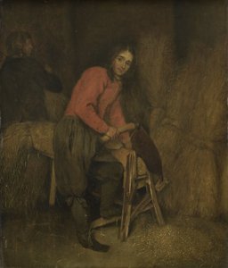 干し草の俵のトリミング 作： Caspar Netscher (attributed to)