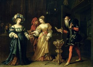 マスクされたジョーカー、1668 作： Caspar Netscher