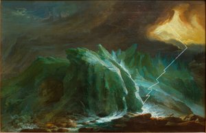 ローワー・グリンデルワルド氷河に発生した雷雨と落雷 作： Caspar Wolf