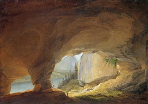 1776年のトゥーン湖のビータス洞窟からの眺め 作： Caspar Wolf