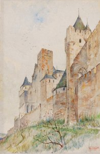 フランス、カルカソンヌの城壁、1913年。 作： Cass Gilbert