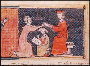 Capbreu de Clayra et de Millas 1292の王立検察官、スクライブと封建領主 作： Catalan School