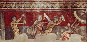 聖ステファノの石打ち」1100年頃（キャンバスに転写されたフレスコ画 作： Catalan School