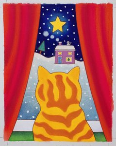 窓際の猫（紙にトイレ） 作： Cathy Baxter