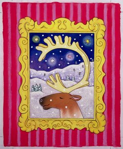 クリスマスアントラーズ、1996（紙にパステルとガッシュ） 作： Cathy Baxter