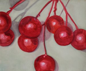 さくらんぼ 2013年 （紙に油彩） 作： キャシー・ロマックス