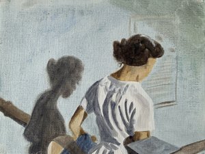 彼女は頑固だった、2023年（油彩・紙）