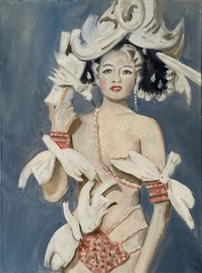 ショーガール、2022年（リネンに油彩） 作： キャシー・ロマックス