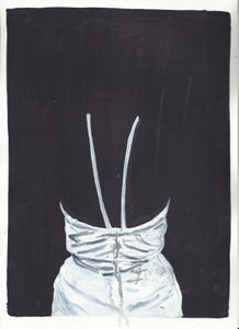 二階の少女1、後ろ、2012年（油彩、アクリル、紙） 作： キャシー・ロマックス