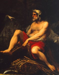 羊飼いの間にいるエルミニア」チェッコ・ブラボー（1607-1661）作、詳細 作： Cecco  Bravo