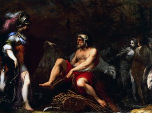 羊飼いたちの間にいるエルミニア」 フランシスコ・モンテラーティチ（チェッコ・ブラボー）（1601-1661） 油彩・キャンバス 作： Cecco  Bravo