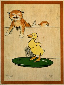 ネコとアヒルセシル・アルディン(1870-1935)によるドローイング。パリ、装飾美術 作： Cecil Charles Windsor Aldin