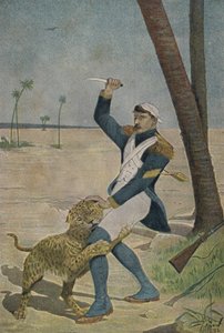 エジプトでパンサーに襲われたフランスの兵士 作： Cecil Charles Windsor Aldin