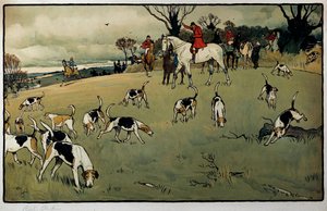 狩猟の情景、トレイル 水彩画 セシル・アルディン（1870-1935） 19世紀 個人蔵 作： Cecil Charles Windsor Aldin