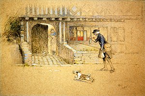 リターニング・ホーム」（色紙にカラーチョーク） 作： Cecil Charles Windsor Aldin