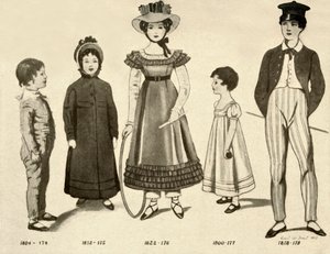 1800〜1820年、1907年、1937年の子供服。 作： Cecil W. Trout