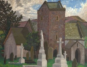 スランゲンニス教会、南ウェールズ、1930年頃（キャンバスに油彩） 作： Cedric Morris