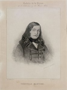 詩人テオフィル・ゴーティエの肖像画（1811～1872年）。 作： Celestin Francois Nanteuil