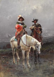 白い馬の騎兵、1890 作： Cesare Auguste Detti