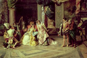 イザベラの裁判所でのガリレオ、1878 作： Cesare Auguste Detti