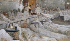 病棟、Cesare Ciani (1854-1925)、イタリアの絵画 作： Cesare Ciani